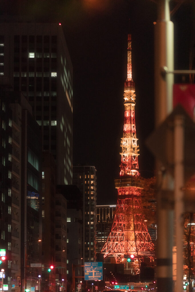 La torre de Toki de noche